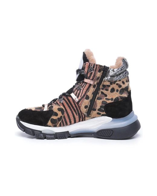 CESARE GASPARI Black High-Top-Sneakers Mit Gemischtem Druck