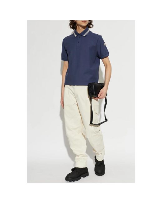 Moncler Polo Met Logo Patch in het Blue voor heren
