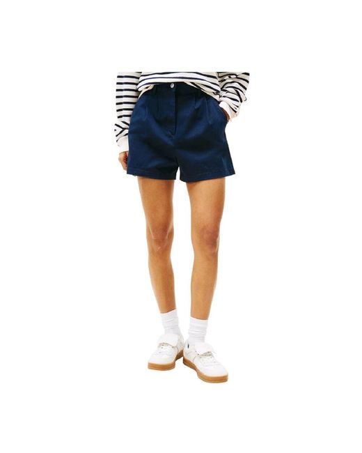 Tommy Hilfiger Blue Plissierte Claire Shorts Für Frauen