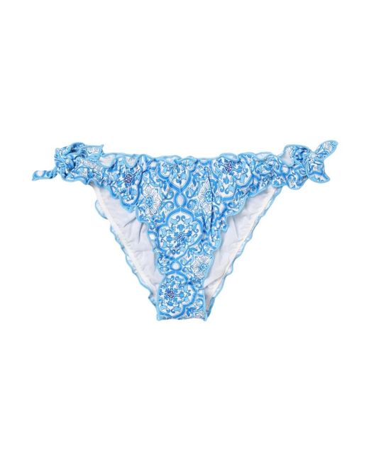 Mc2 Saint Barth Floral Ruffle Swim Bottom in het Blue