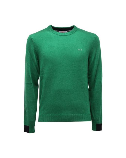 Sun 68 Wollmischpullover Grün Runder Halsausschnitt in Green für Herren