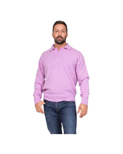 Amaranto Polo-Kragen-Pullover in Purple für Herren