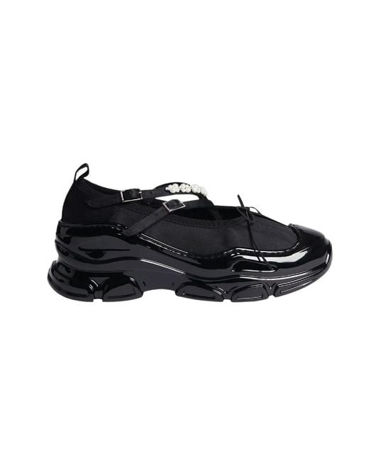 Simone Rocha Black Classic Criss Cross Tracker Sneakers