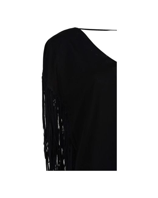 Pinko Overhemden ,Zwart ,Polyester Backless Blouse Met Franjes in het Black