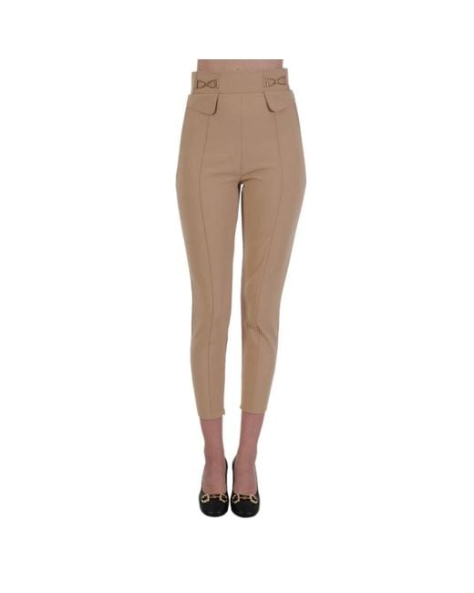 Elisabetta Franchi Natural Cropped Trousers