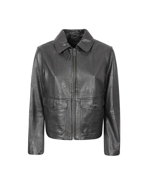 Weekend by Maxmara Gray Leather Jackets