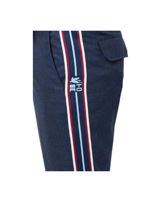 Etro Blue Straight Trousers for men