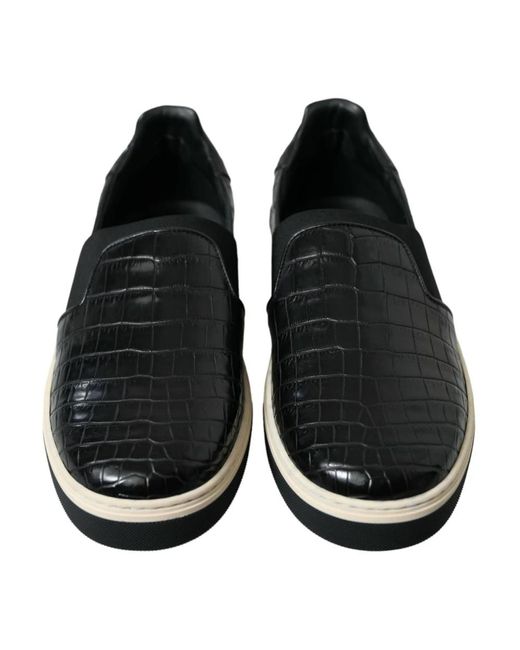 Sneakers Roma sans lacets en crocodile Dolce & Gabbana pour homme en coloris Black