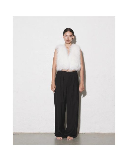 Envelope Jassen ,Wol Luxe Tibetaans Lam Bont Cropped Vest in het White