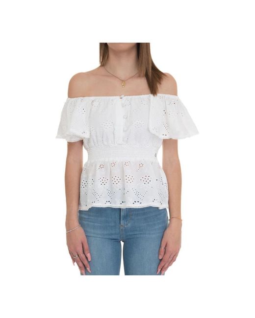 Guess White Sleeveless Tops