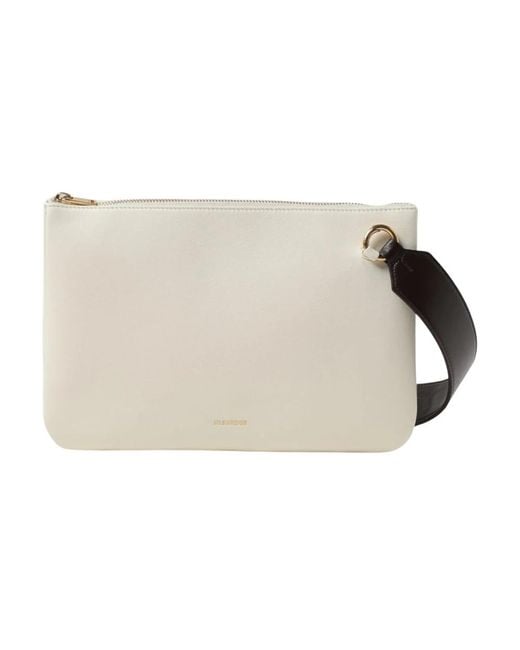 Jil Sander Natural Leder Crossbody Tasche Mit Reißverschluss