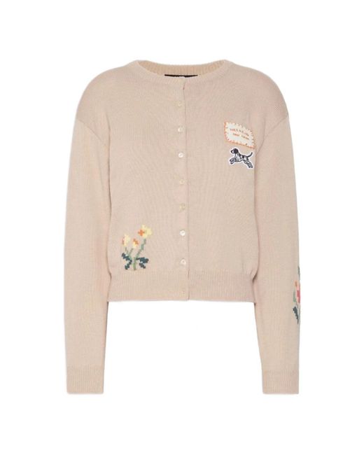 Weekend by Maxmara Mandorla Intarsio Fiori E Ricamo Patch in het Natural