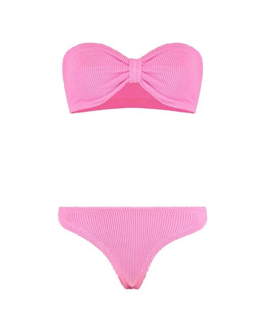Hunza G Purple Einfarbiger Elastischer Bikini