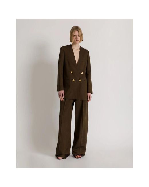 Alberta Ferretti Oversized Double-Breasted Blazer in het Brown