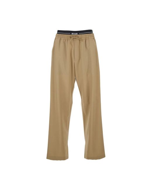 MSGM Wollstretch Hose Mit Elastischem Bund in Natural für Herren