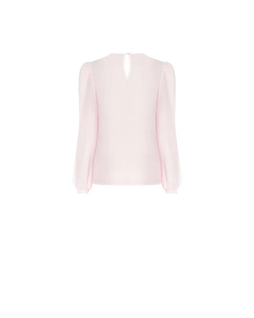 Rinascimento Pink Georgette-bluse mit v-ausschnitt, langen ärmeln