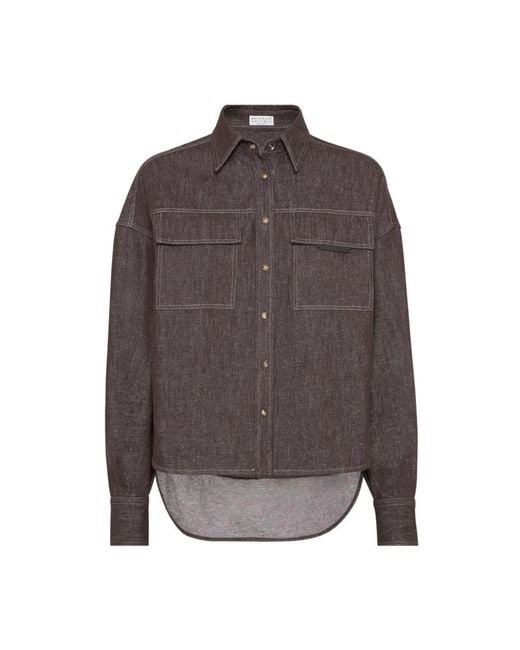 Brunello Cucinelli Stijlvolle Shirt Voor Mannen in het Gray