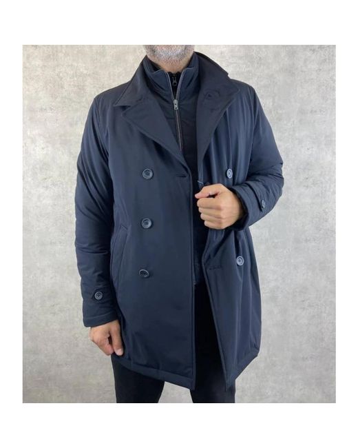 Herno Blue Double-Breasted Coats for men