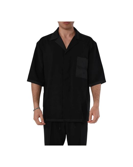 Camicia satin oversize con bottoni nascosti di Roberto Collina in Black da Uomo