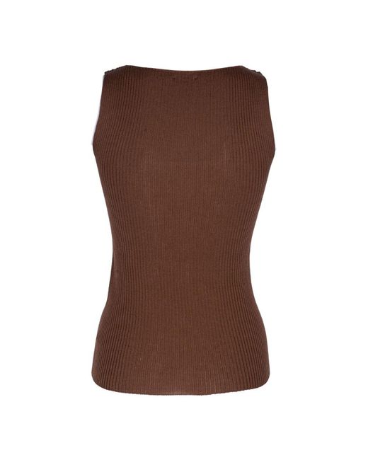 Roberto Collina Brown Sleeveless Tops