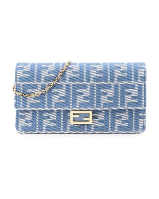 Fendi Blue Blaue Geldbörse Mit Kettenriemen
