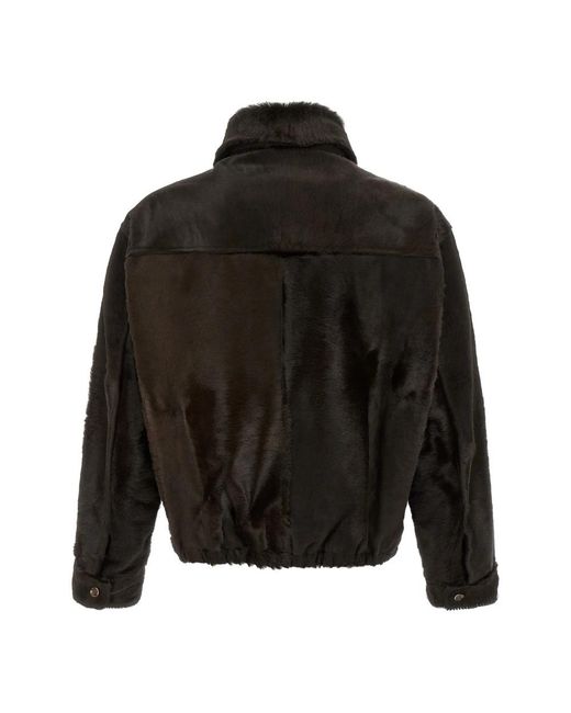 Giorgio Brato Black Faux Fur & Shearling Jackets for men