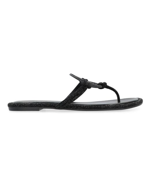Tory Burch Schoenen ,Zwart ,Leer Sandalen Van Leer Met Strass in het Black
