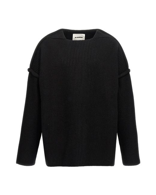 Jil Sander Black Round-Neck Knitwear for men