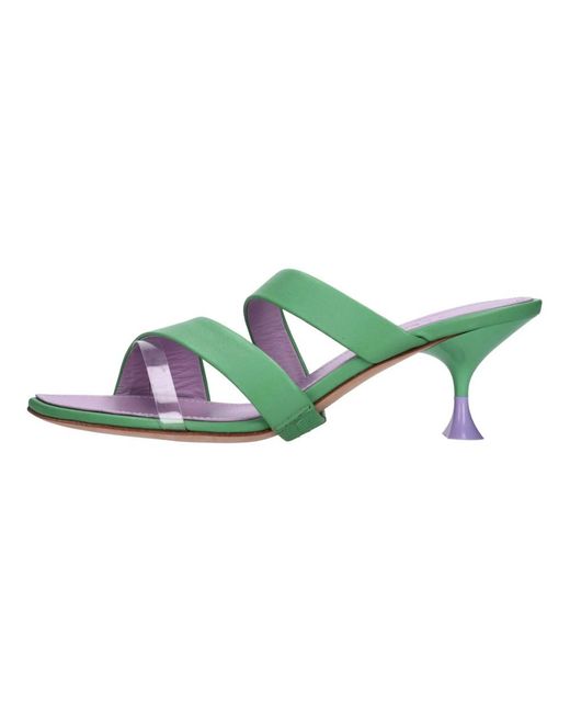 3Juin Green Heeled Mules