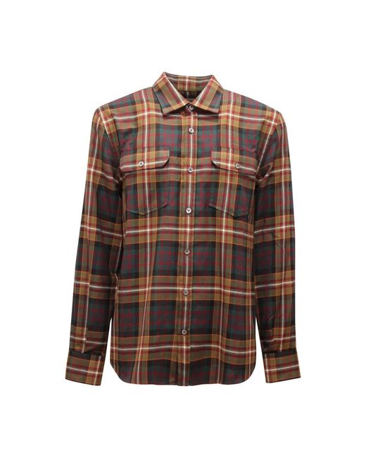 Amaranto Camicia Geruite Overhemd in het Brown voor heren