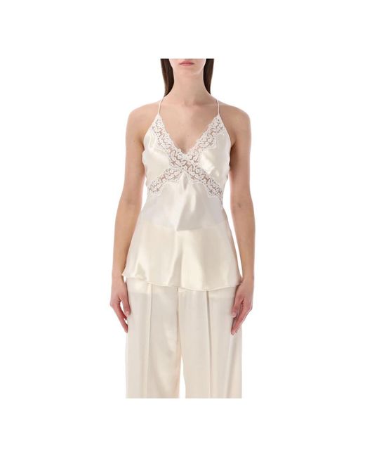 Alberta Ferretti Natural Sleeveless Tops
