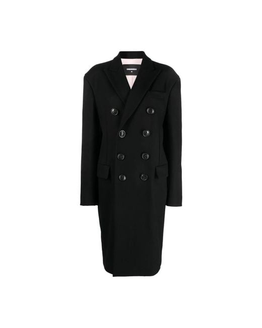 DSquared² Black Double-Breasted Coats