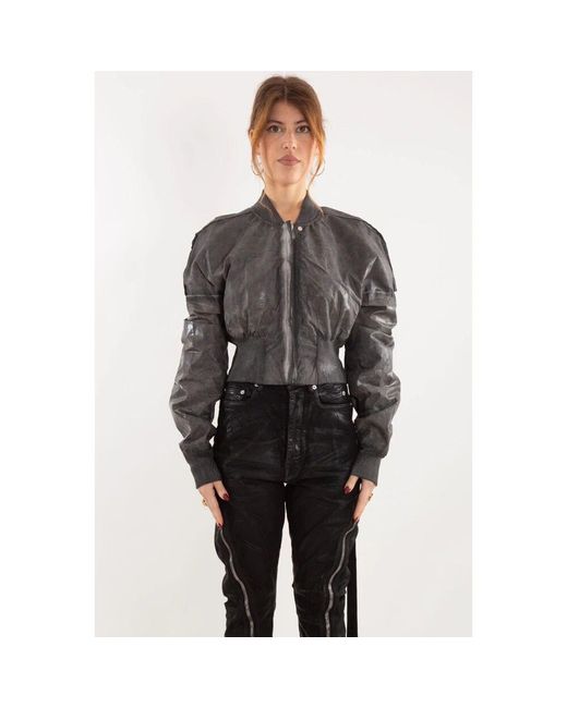 Rick Owens Gray Foiled Bomber Flight Jacket
