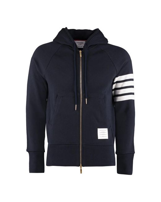 Thom Browne Hoodies & Sweatvesten ,Blauw ,Katoen Classic Loopback 4-Bar Full Zip Hoodie in het Blue voor heren