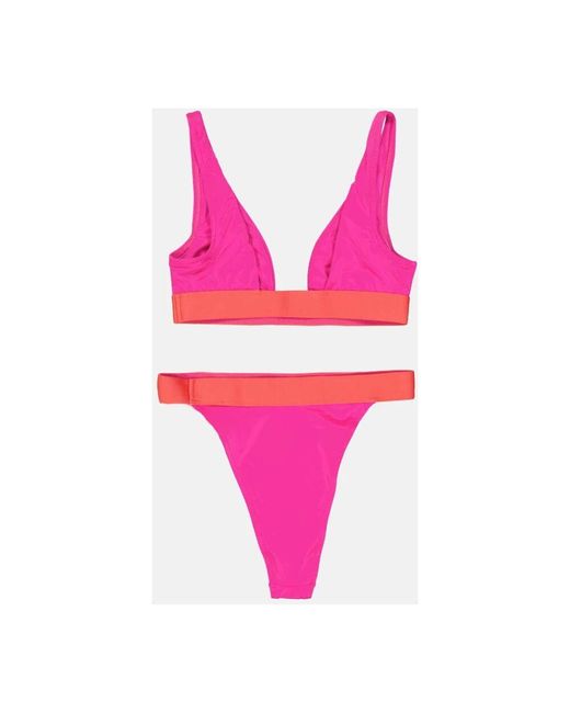 Off-White c/o Virgil Abloh Pink Bikini Dreieck Hohe Taille Bicolor Design