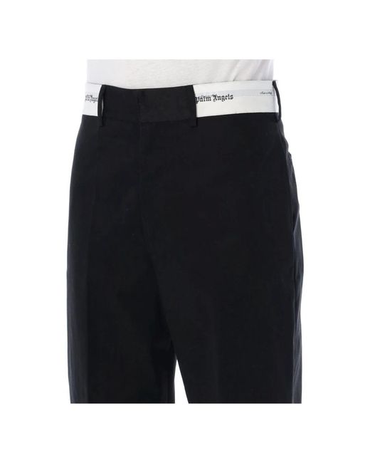 Palm Angels Black Straight Trousers for men