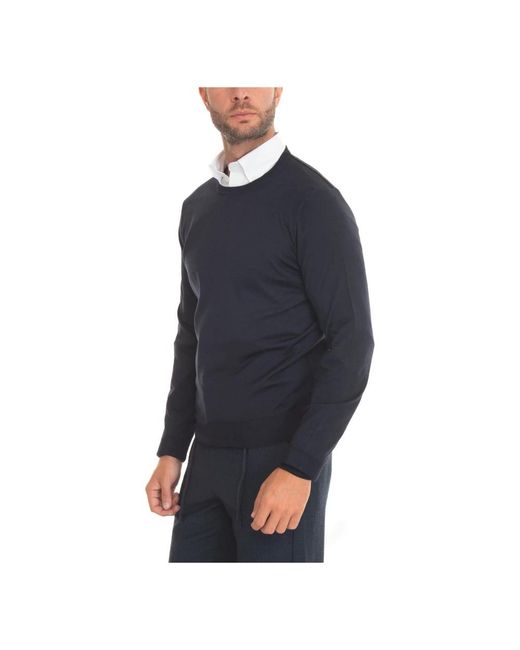 Canali Blue Round-Neck Knitwear for men