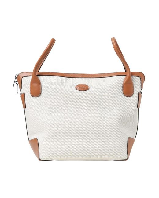 Tod's Canvas Tote Bag in het White