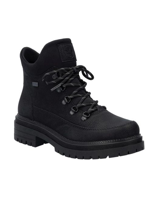 Rieker Black Lace-Up Boots