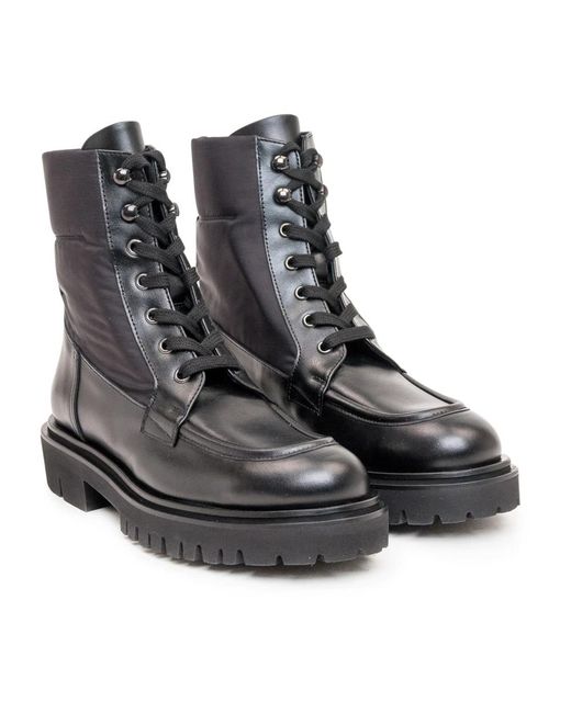 Anna F. Black Lace-Up Boots