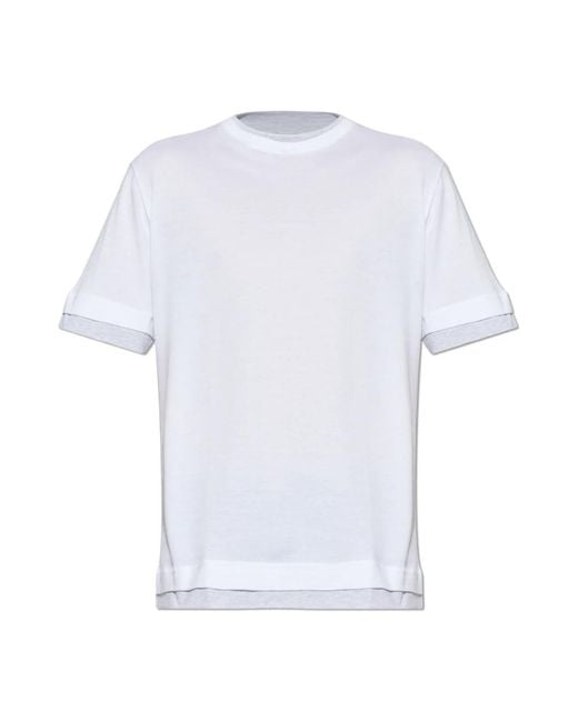 Eleventy Tops ,Grijs ,Katoen Katoenen T-Shirt Met Ronde Hals in het White voor heren
