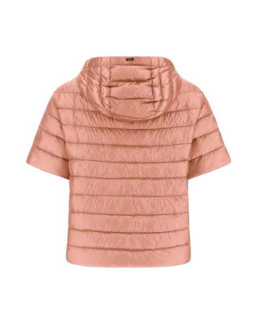 Herno Jassen ,Roze ,Nylon Ultralichte Nylon Jas Met Korte Mouwen En Capuchon in het Pink