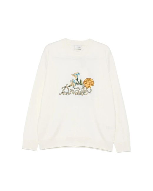 Drole de Monsieur White Round-Neck Knitwear for men