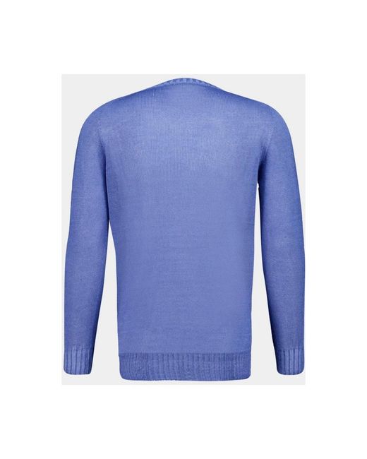 120% Lino Blue Round-Neck Knitwear for men