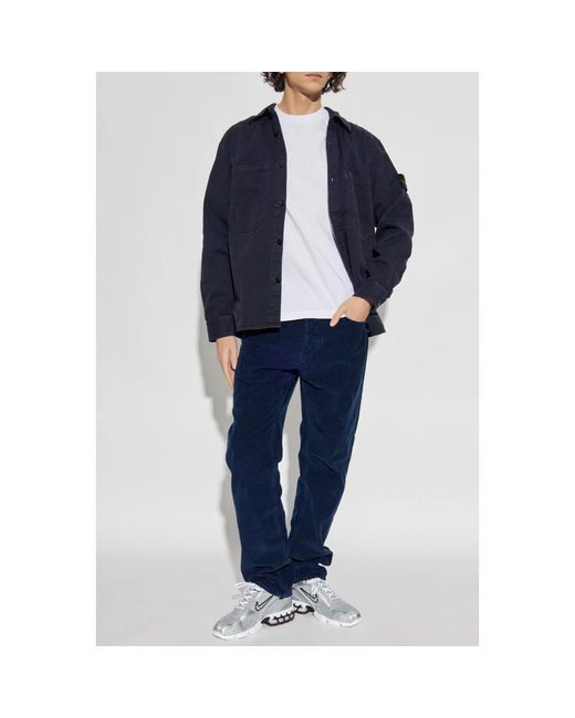 Stone Island Blue Straight Trousers for men