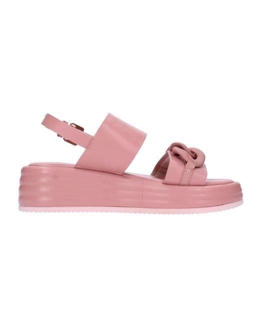Emanuélle Vee Pink Leder flache sandalen