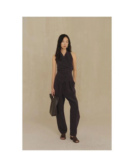 Cortana Black Sleeveless Tops