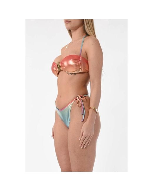 Moschino Multicolor Glänzendes bandeau bikini set
