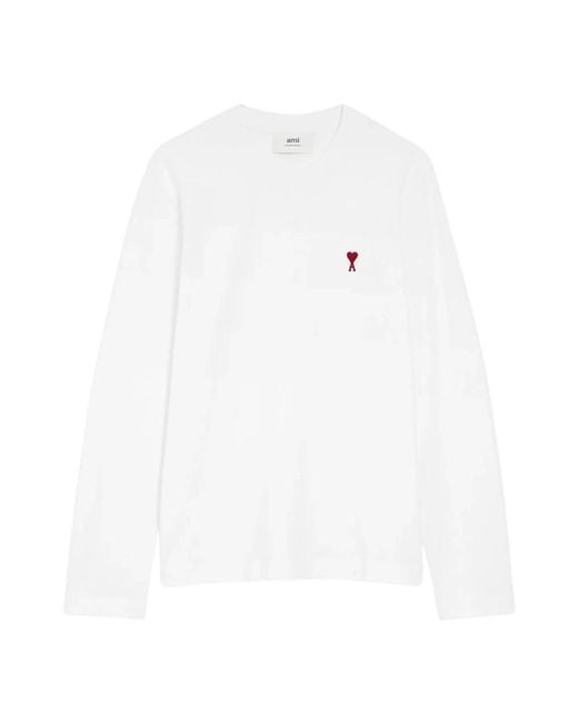 AMI White Long Sleeve T-Shirts for men