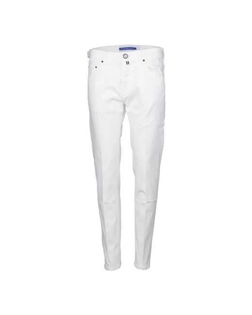 Jacob Cohen White Slim-Fit Trousers for men